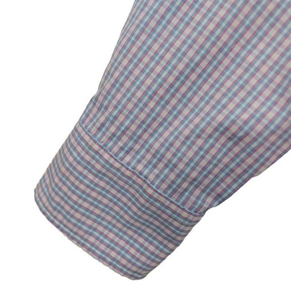 Untuckit Shirt Mens Large Blue Button Up Checks Long Sleeve 100% Cotton Casual - Picture 9 of 11